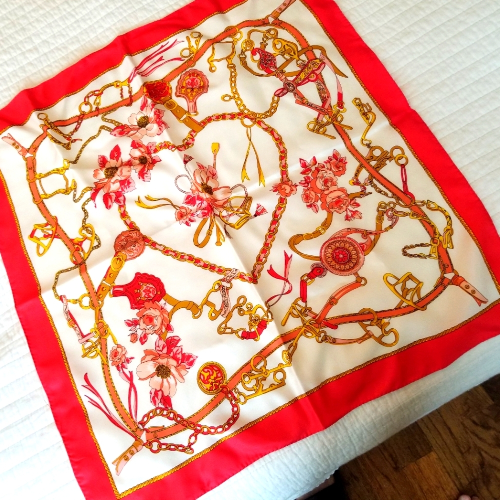 22"×22" French silk scarf,  never worn.